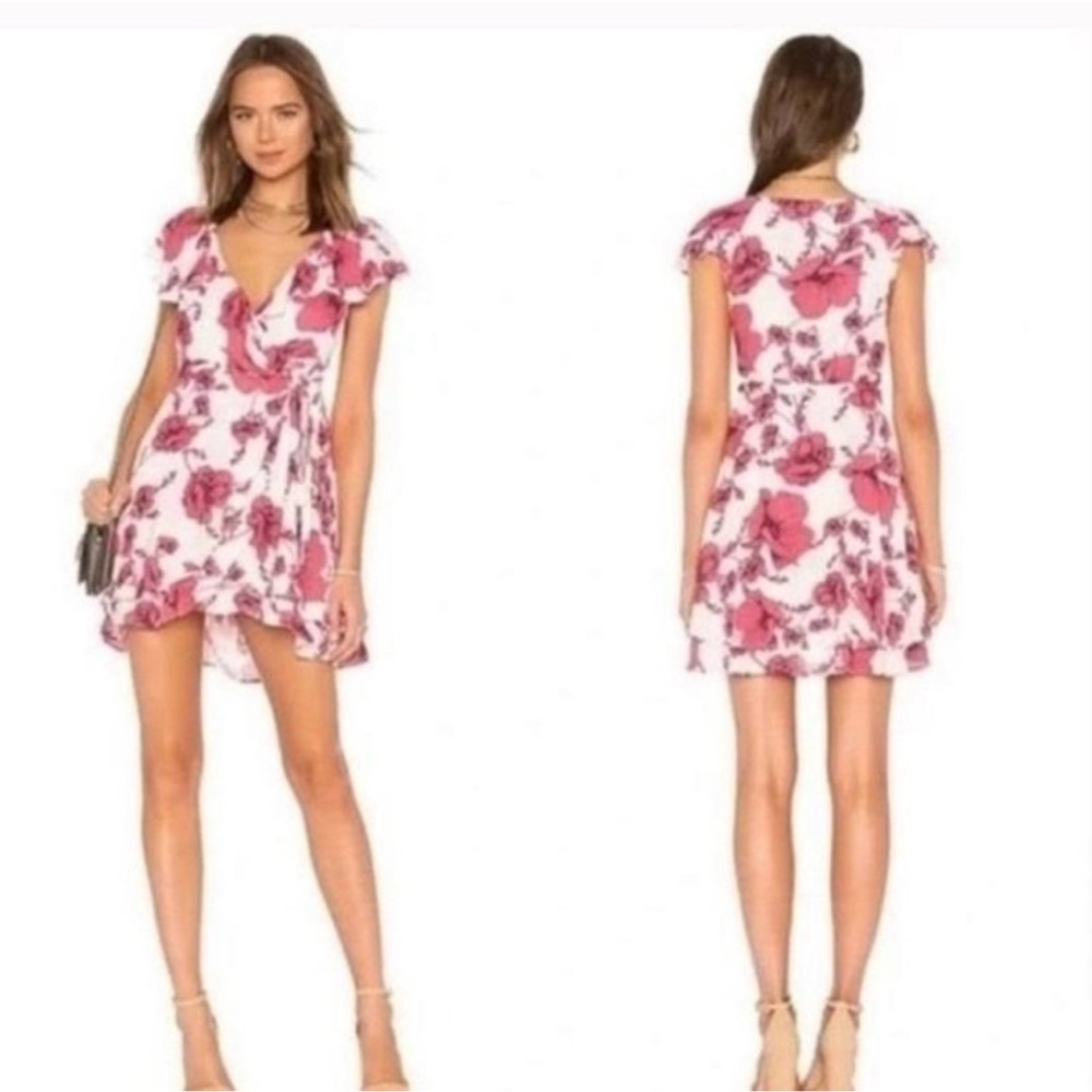 NWOT Free People French Quarter a ivory Floral Print Wrap Dress size medium